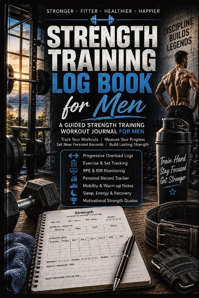 Strength Training Log Book for Men: A Guided Strength Training Workout Journal For Men: Track Your Workouts - Measure Your Progress - Set New Personal cover