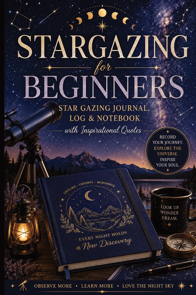 Stargazing for Beginners: Star Gazing Journal, Log & Notebook with Inspirational Quotes Guided Night Sky Observation Log to Record Celestial Objects, cover
