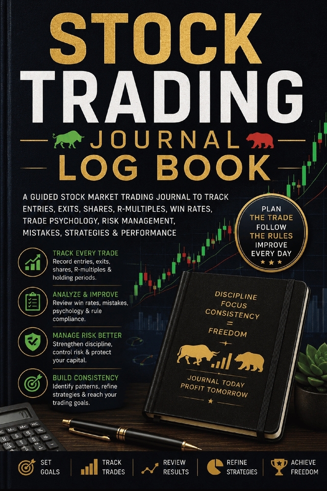 Stock Trading Journal Log Book: A Guided Stock Market Trading Journal to Track Entries, Exits, Shares, R-Multiples, Win Rates, Trade Psychology, Risk cover