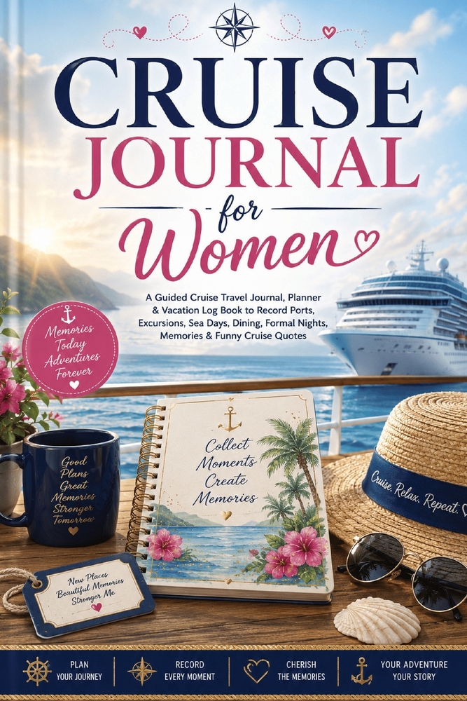 Cruise Journal for Women: A Guided Cruise Travel Journal, Planner & Vacation Log Book to Record Ports, Excursions, Sea Days, Dining, Formal Nights, Me cover