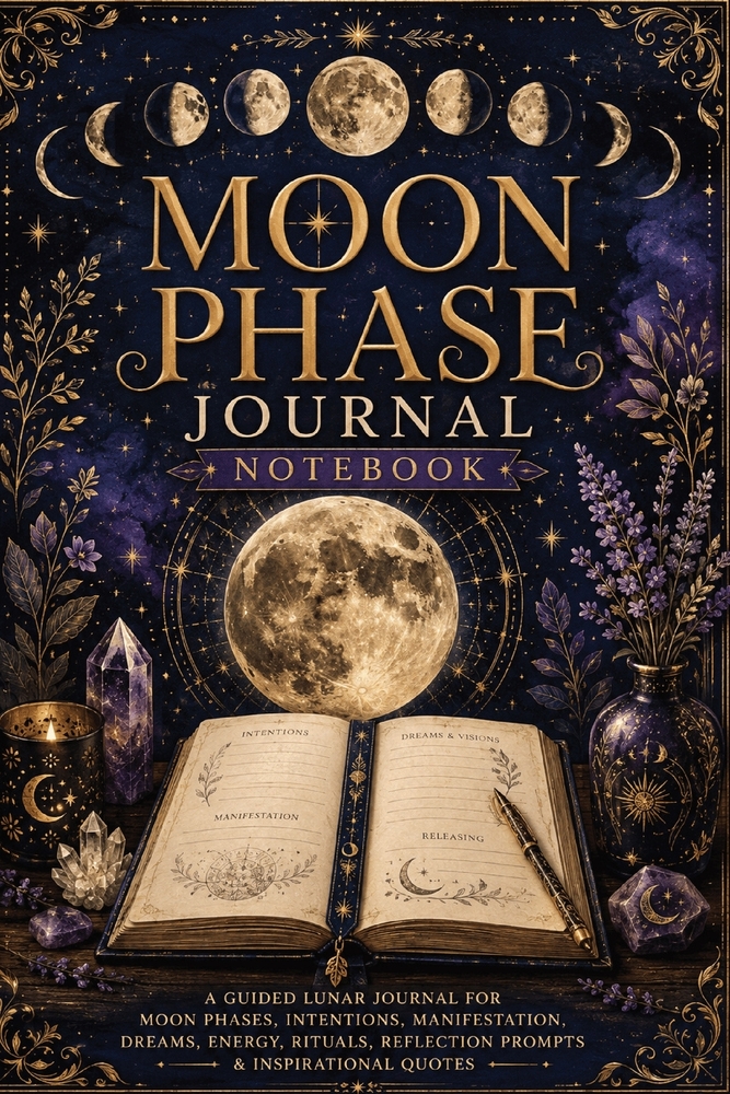 Moon Phase Journal Notebook: A Guided Lunar Journal for Moon Phases, Intentions, Manifestation, Dreams, Energy, Rituals, Reflection Prompts & Inspirat cover