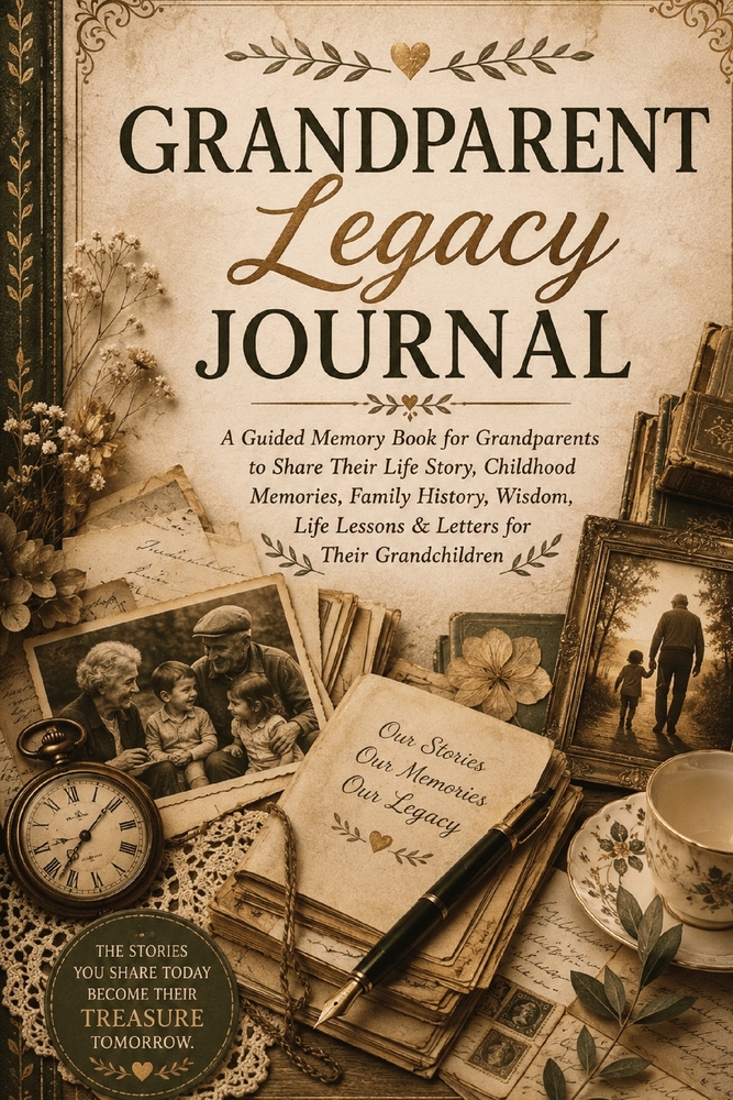 Grandparent Legacy Journal: A Guided Memory Book for Grandparents to Share Their Life Story, Childhood Memories, Family History, Wisdom, Life Lessons cover