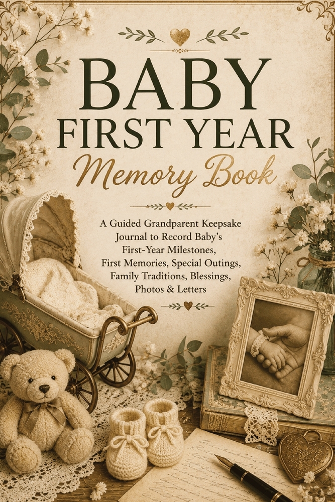 Baby First Year Memory Book: A Guided Grandparent Keepsake Journal to Record Baby's First-Year Milestones, First Memories, Special Outings, Family Tra cover