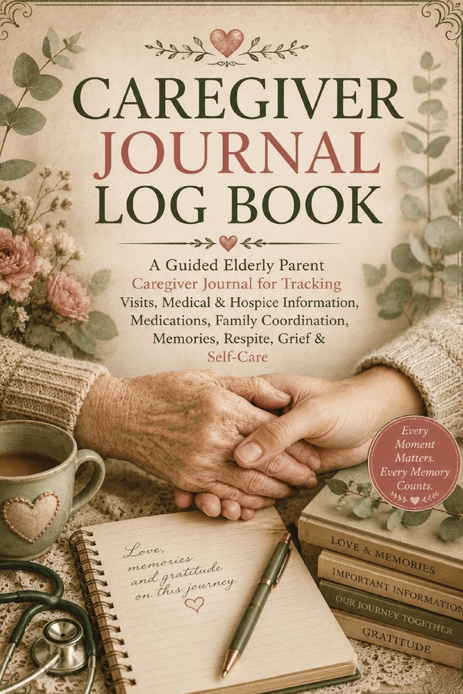 Caregiver Journal Log Book: A Guided Elderly Parent Caregiver Journal for Tracking Visits, Medical & Hospice Information, Medications, Family Coordina cover