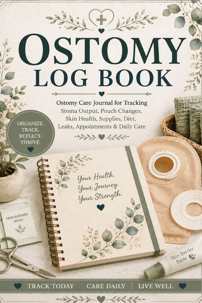 Ostomy Log Book: Ostomy Care Journal for Tracking Stoma Output, Pouch Changes, Skin Health, Supplies, Diet, Leaks, Appointments & Daily Care cover