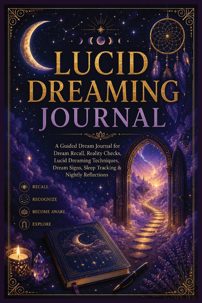 Lucid Dreaming Journal: A Guided Dream Journal for Dream Recall, Reality Checks, Lucid Dreaming Techniques, Dream Signs, Sleep Tracking & Nightly Refl cover