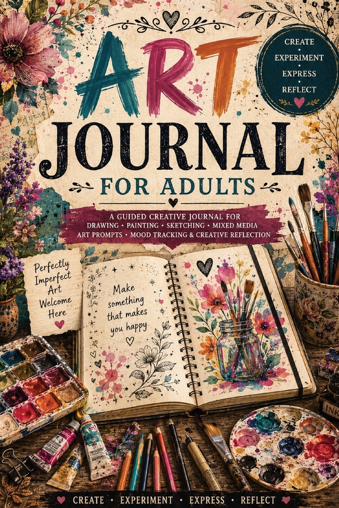 Art Journal for Adults: A Guided Creative Journal for Drawing, Painting, Sketching, Mixed Media, Art Prompts, Mood Tracking & Creative Reflection cover