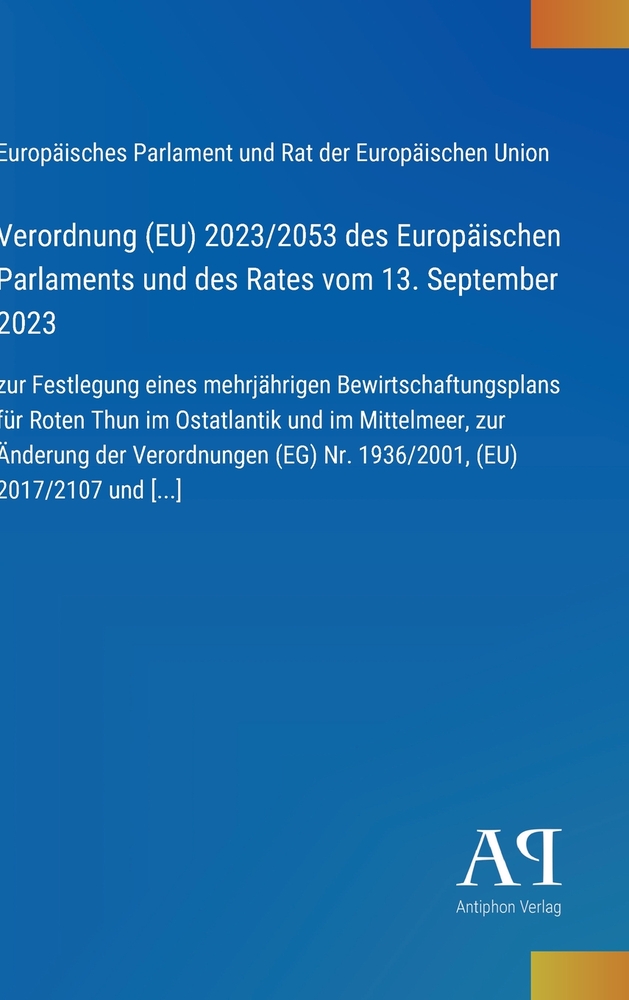 Verordnung (EU) 2023/2053 des Europäischen Parlaments und des Rates vom 13. September 2023: zur Festlegung eines mehrjährigen Bewirtschaftungsplans fü cover
