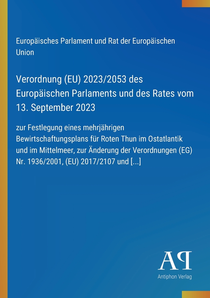 Verordnung (EU) 2023/2053 des Europäischen Parlaments und des Rates vom 13. September 2023: zur Festlegung eines mehrjährigen Bewirtschaftungsplans fü cover