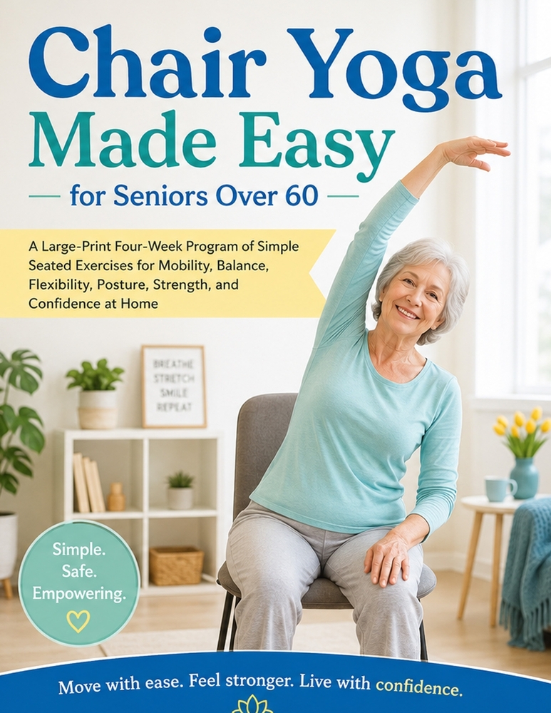 Chair Yoga Made Easy for Seniors Over 60: A Large-Print Four-Week Program of Simple Seated Exercises for Mobility, Balance, Flexibility, Posture, Stre cover