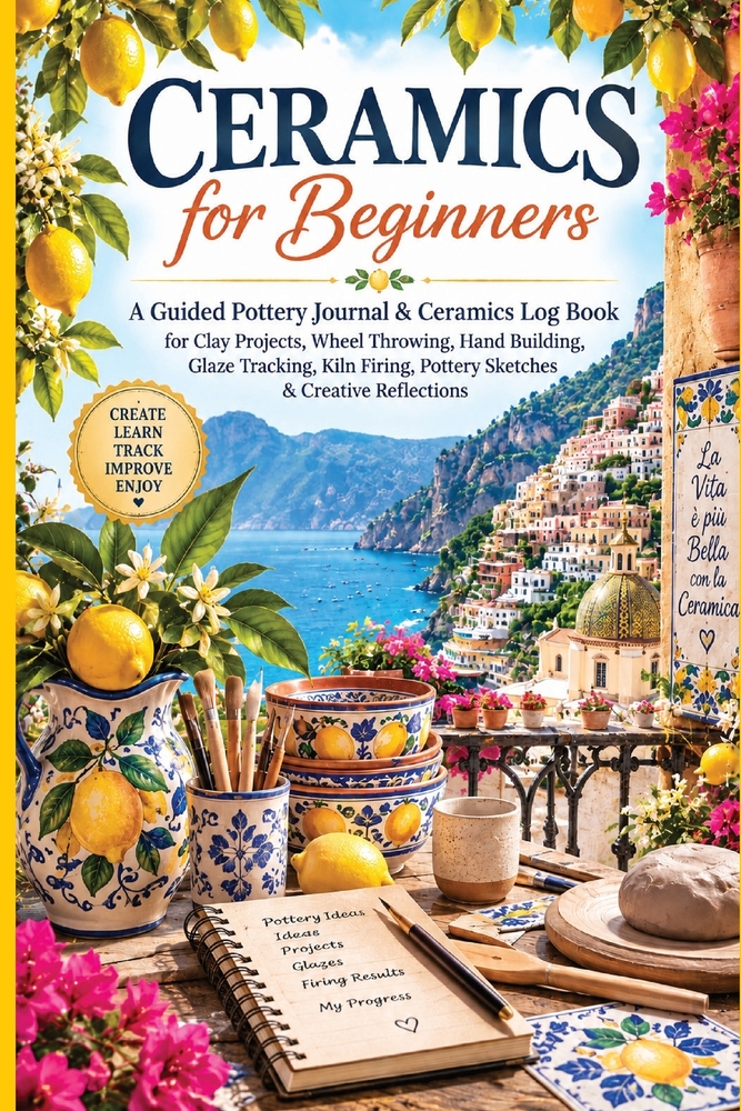 Ceramics for Beginners: A Guided Pottery Journal & Ceramics Log Book for Clay Projects, Wheel Throwing, Hand Building, Glaze Tracking, Kiln Firing, Po cover