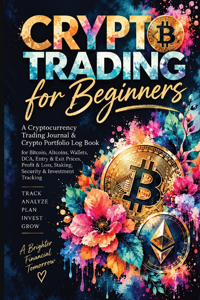 Crypto Trading for Beginners: A Cryptocurrency Trading Journal & Crypto Portfolio Log Book for Bitcoin, Altcoins, Wallets, DCA, Entry & Exit Prices, P cover