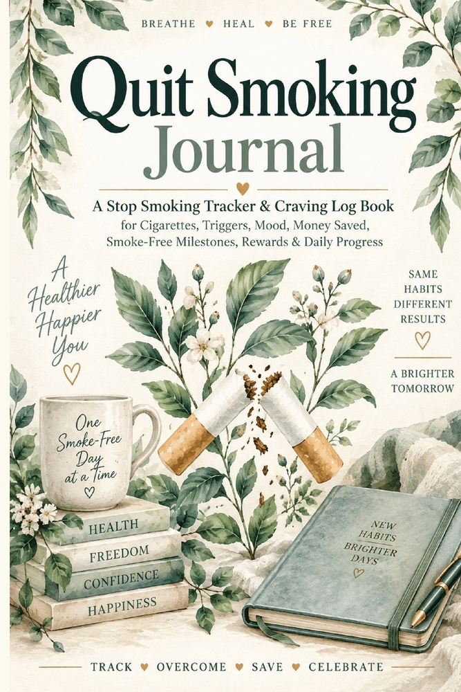 Quit Smoking Journal: A Guided Stop Smoking Tracker & Craving Log Book for Cigarettes, Triggers, Mood, Money Saved, Smoke-Free Milestones, Rewards & D cover