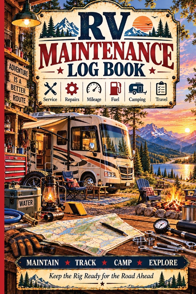 RV Maintenance Log Book: An RV Service & Repair Record Book for Motorhome Maintenance, Mileage, Fuel, Oil Changes, Repairs, Campgrounds, Boondocking, cover