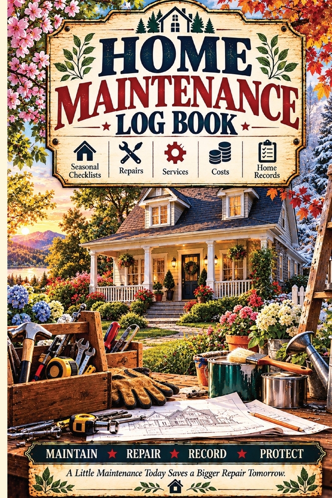 Home Maintenance Log Book: A Homeowner's Maintenance & Repair Record Book for Seasonal Checklists, Home Repairs, Service Records, Costs, Warranties, H cover