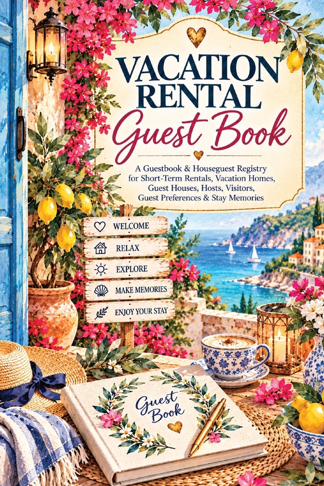 Guest Book Beach Rental: A Guestbook & Houseguest Registry for Short-Term Rentals, Vacation Homes, Guest Houses, Hosts, Visitors, Guest Preferences & cover