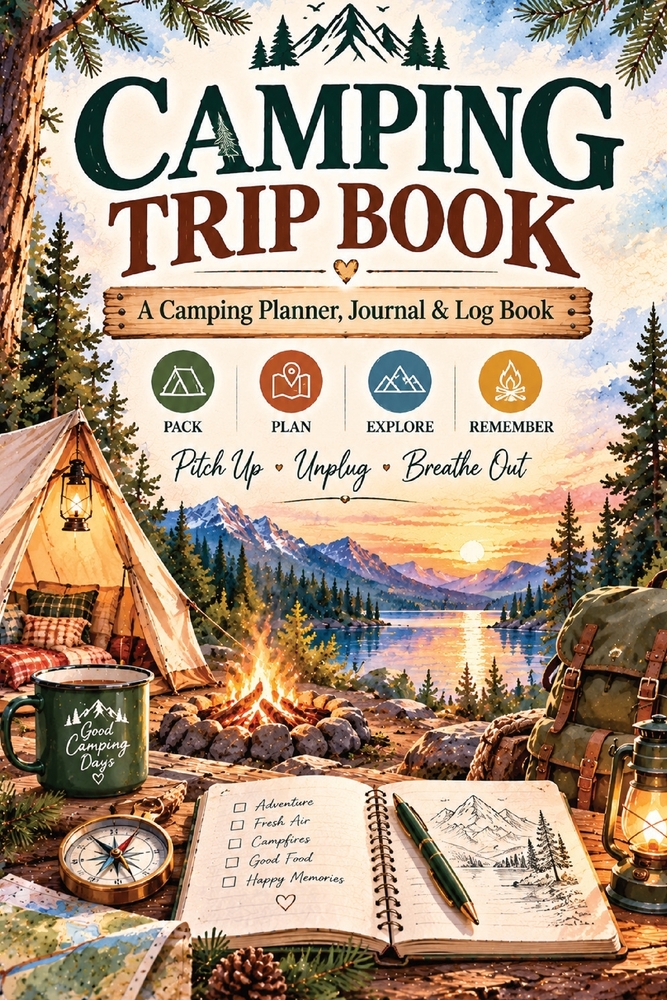 Camping Trip Book: A Camping Planner, Journal & Log Book with Packing Checklists, Campsite Information, Meal Planning, Gear Lists, Safety Notes & Outd cover