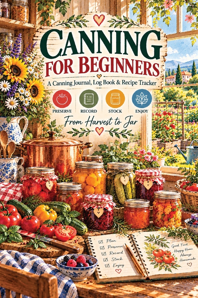 Canning for Beginners: A Canning Journal, Log Book, Tracker & Recipe Notebook for Preserving, Water Bath & Pressure Canning, Batch Records, Jars, Proc cover