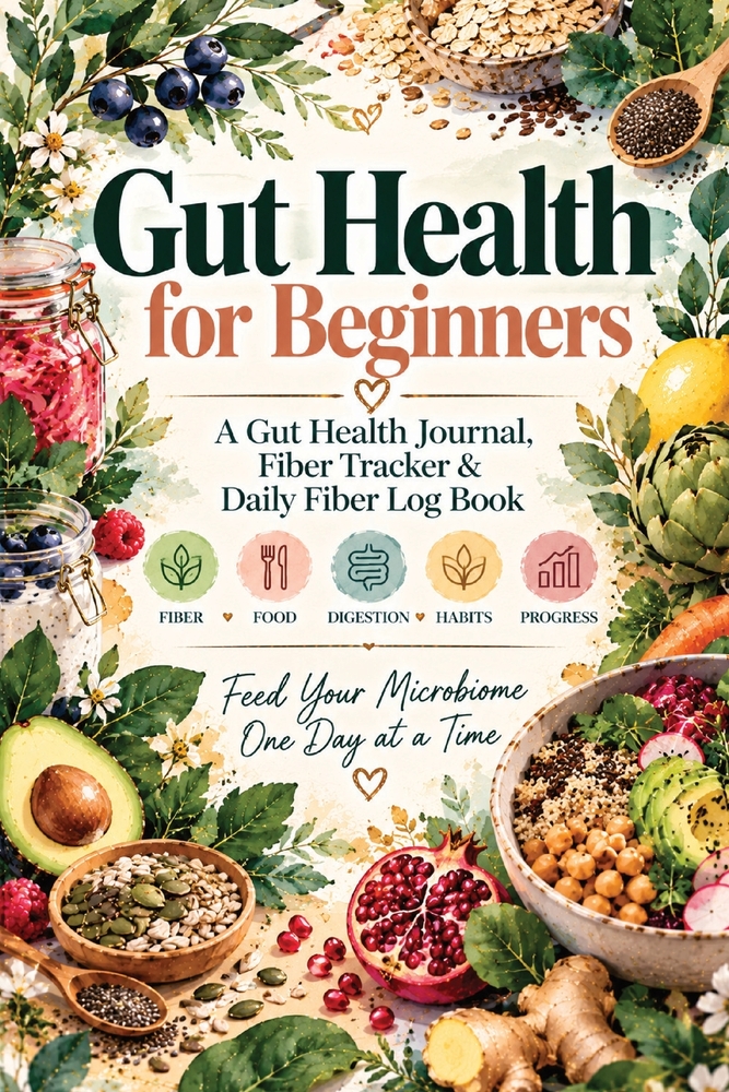 Gut Health for Beginners: A Gut Health Journal, Fiber Tracker & Daily Fiber Log Book for Food, Digestion, Bloating, Bowel Movements, Fermented Foods, cover