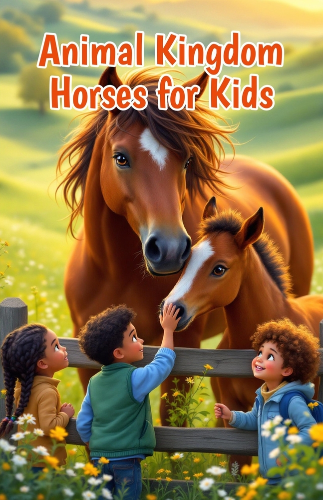 Animal Kingdom Horses for Kids: Fun Facts About Breeds, Wild Mustangs, Foals, Body Parts, Behavior, and How Humans Care for Equines cover