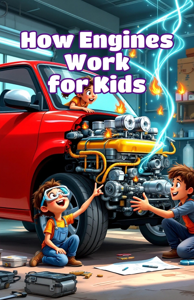 How Engines Work for Kids: A Beginner's Illustrated Guide to Car Parts, Machines, and the Science of Motion cover
