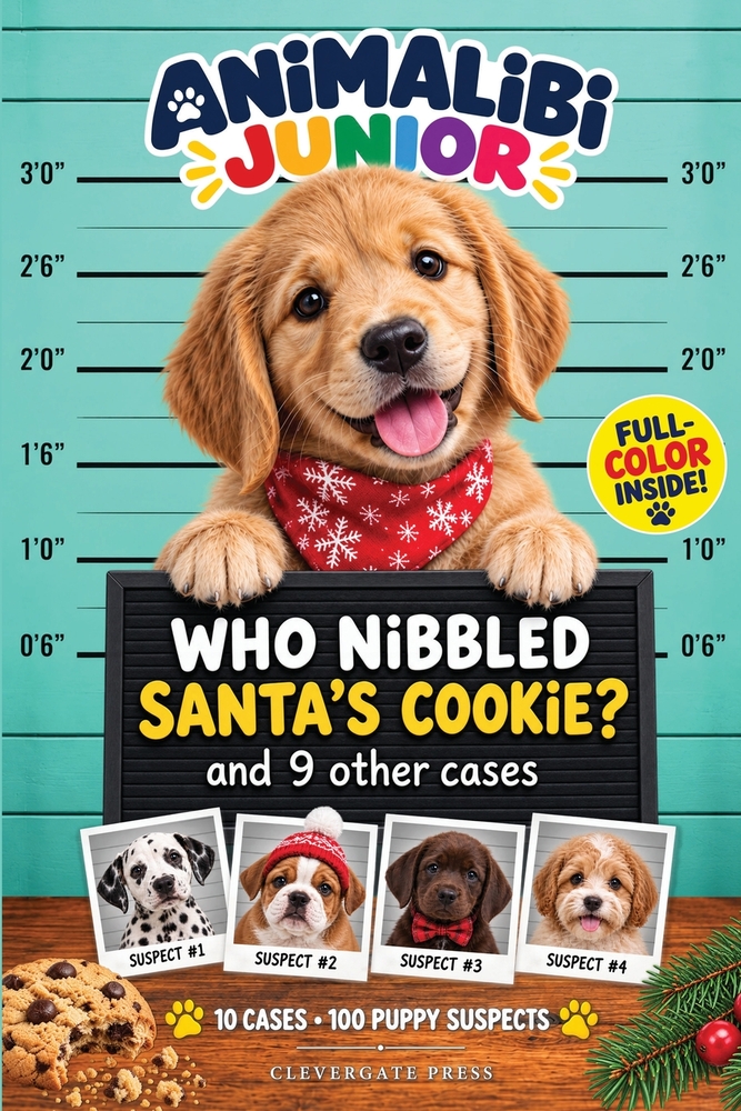 ANIMALIBI - Who Nibbled Santa's Cookie?: 10 Detective Cases with 100 Puppy Suspects, Photo Clues and Logic Games for Kids Ages 7-10 cover