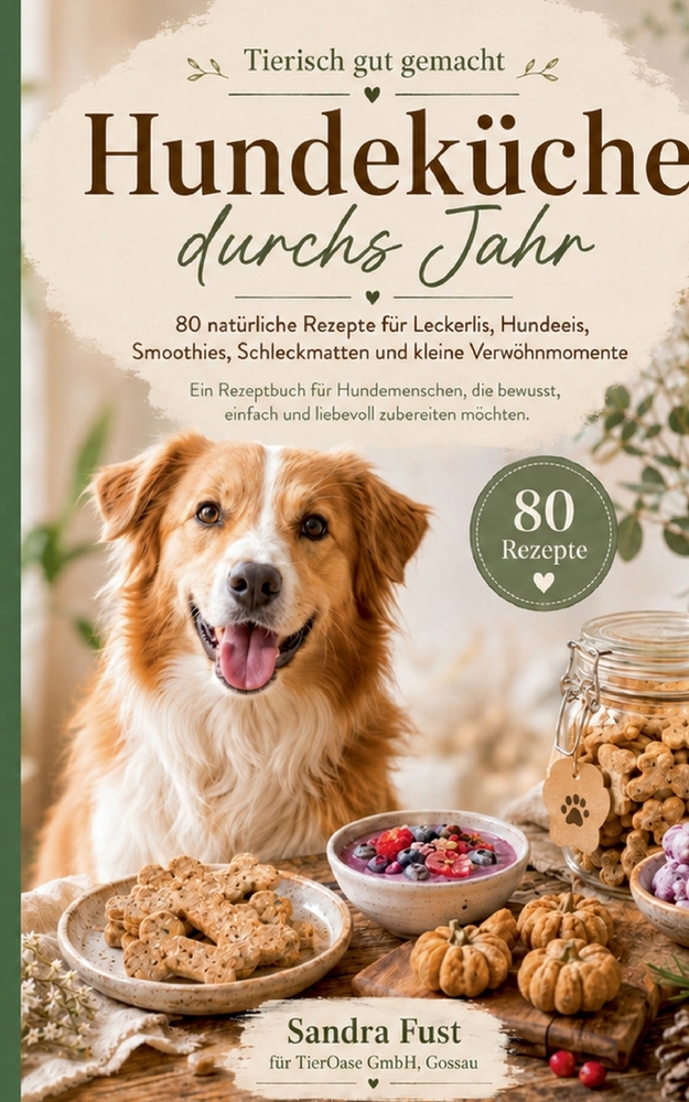 Hundeküche durchs Jahr: 80 natürliche Rezepte für Leckerlis, Hundeeis, Smoothies, Schleckmatten und kleine Verwöhnmomente cover
