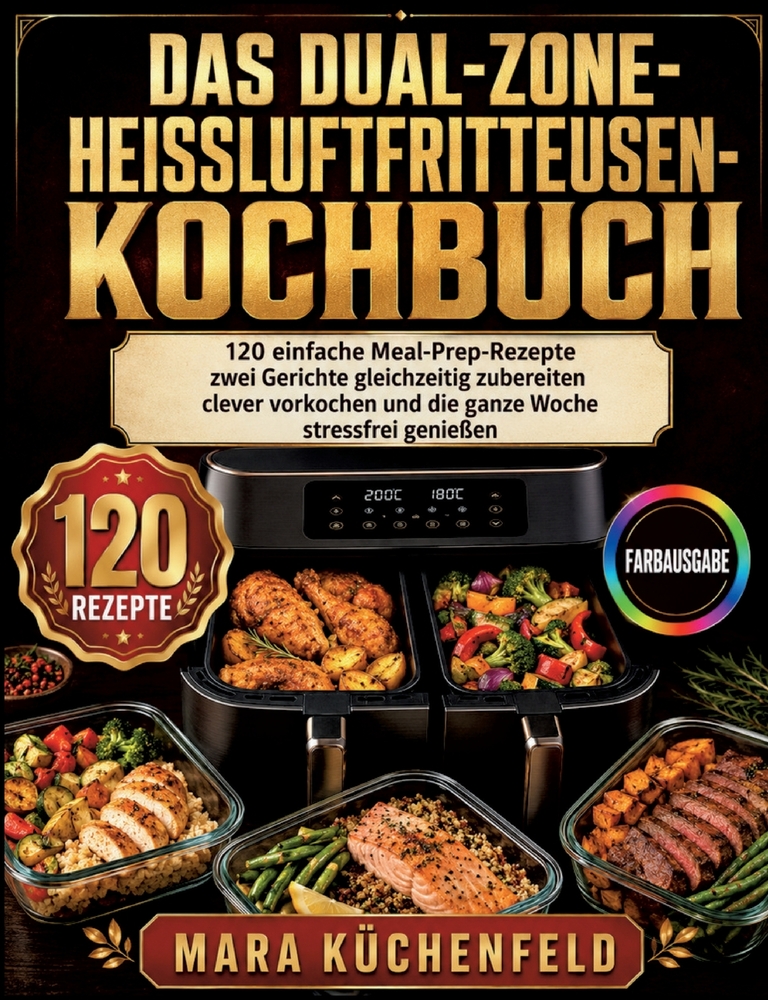 Das Dual-Zone-Heißluftfritteusen-Kochbuch: 120 einfache Meal-Prep-Rezepte - zwei Gerichte gleichzeitig zubereiten, clever vorkochen und die ganze Woch cover