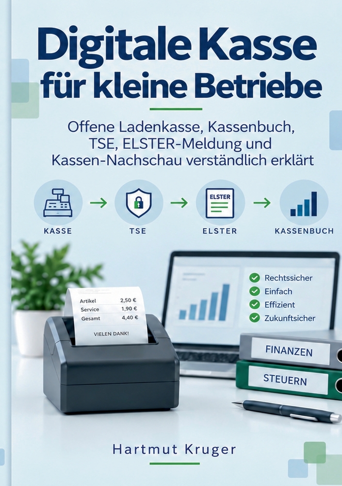 Digitale Kasse für kleine Betriebe: Offene Ladenkasse, Kassenbuch, TSE, ELSTER-Meldung und Kassen-Nachschau verständlich erklärt cover