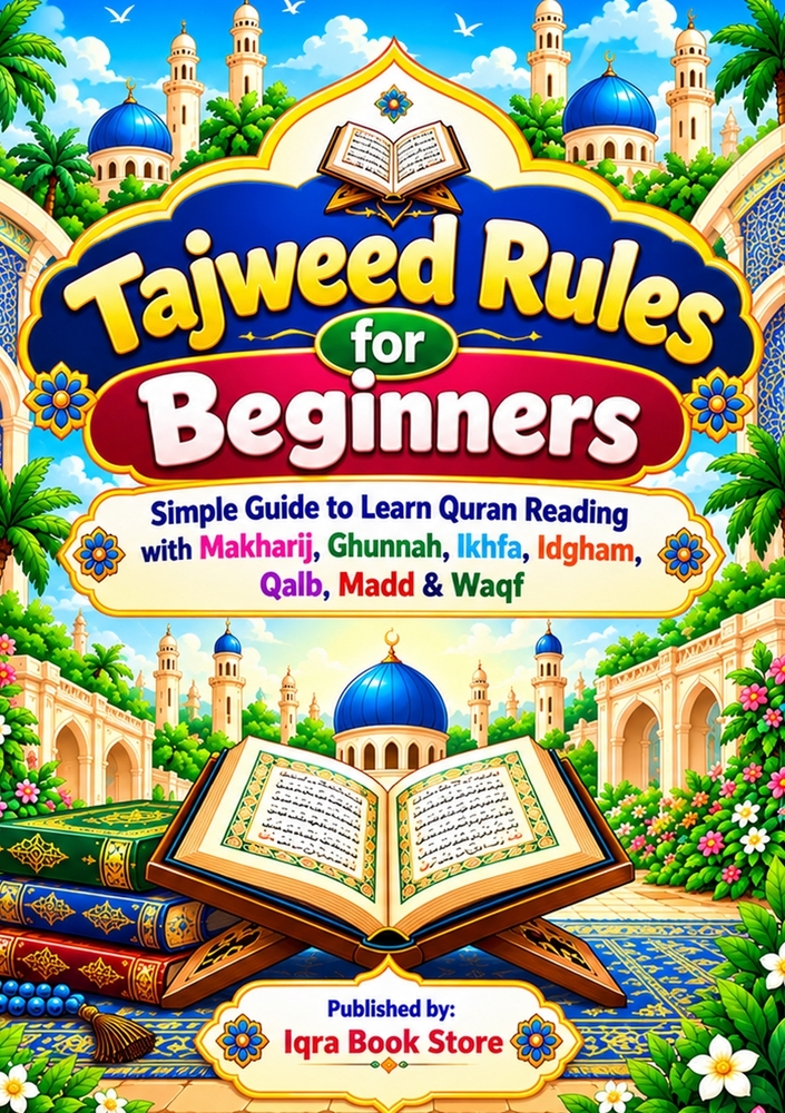 Tajweed Rules for Beginners: Simple Guide to Learn Quran Reading with Makharij, Ghunnah, Ikhfa, Idgham, Qalb, Madd & Waqf cover