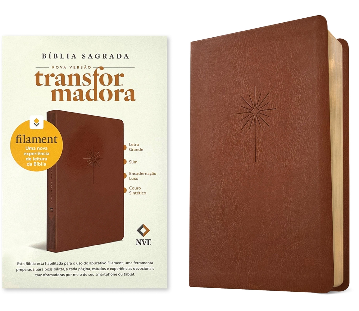 Bíblia Sagrada Nvt Slim Letra Grande Com Filament (Leatherlike, Brown) cover
