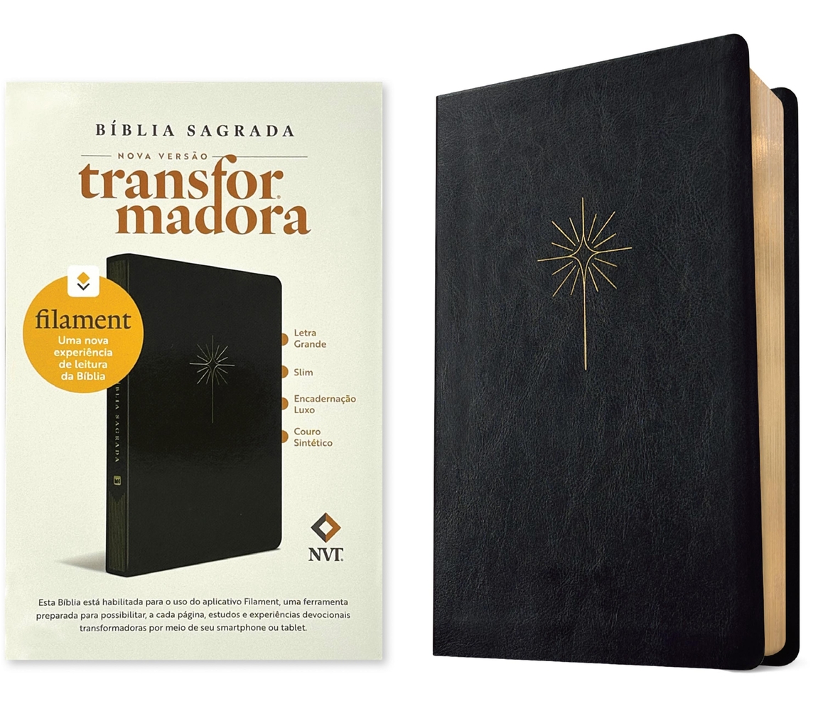 Bíblia Sagrada Nvt Slim Letra Grande Com Filament (Leatherlike, Black) cover