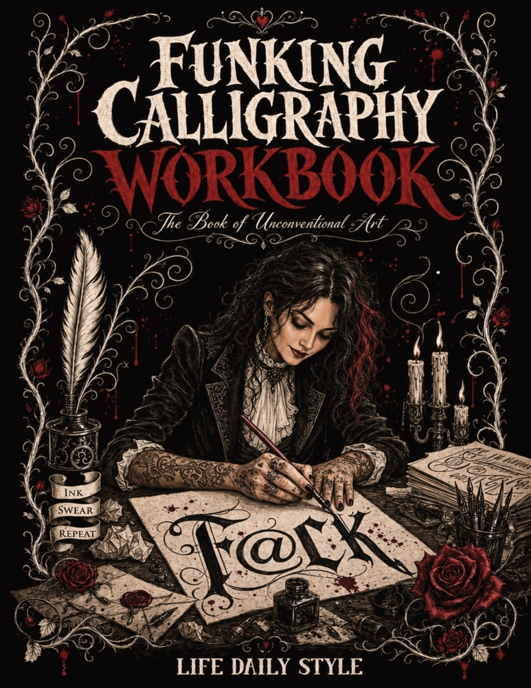Funking Calligraphy Workbook: The Book of Unconventional Art - Bold Wedding Lettering Practice for Couples Who Break the Rules cover