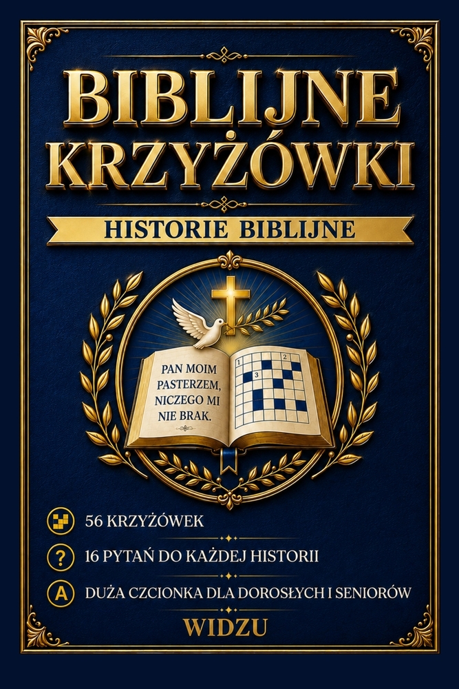 Biblijne Krzyżówki Historie Biblijne: 56 Krzyżówek 16 Pytań do każdej historii Duża czcionka dla doroslych i seniorów cover