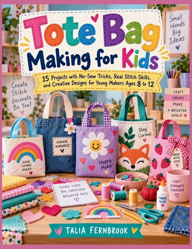 Tote Bag Making for Kids: No-Sew Tricks, Real Stitch Skills, and Creative Projects for Young Makers Ages 8 to 12 cover