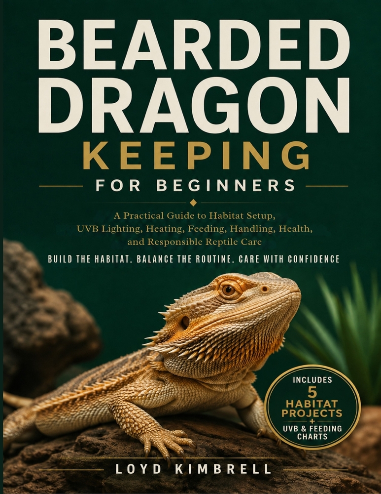 Bearded Dragon Keeping for Beginners: A Practical Guide to Habitat Setup, UVB Lighting, Heating, Feeding, Handling, Health, and Responsible Reptile Ca cover