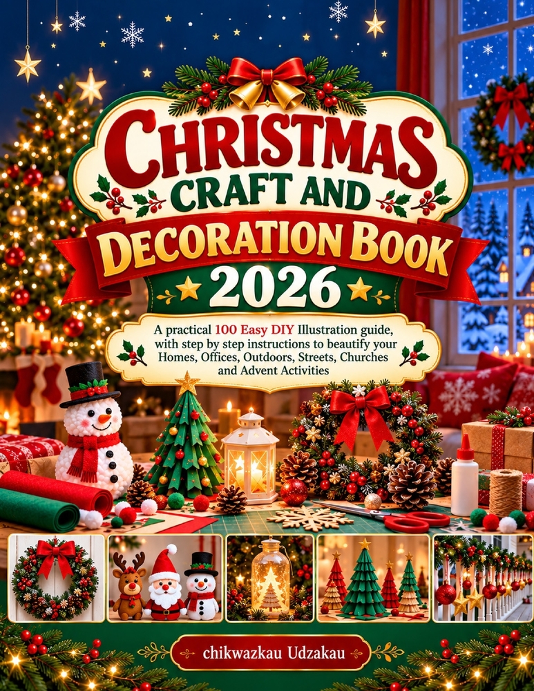 Christmas Craft and Decoration Book 2026: A Practical 100 Easy DIY Illustration Guide, with Step-by-Step Instructions to Beautify Your Homes, Offices, cover