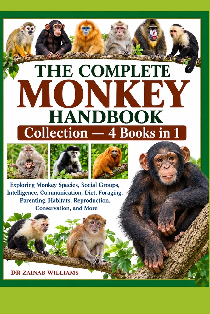 The Complete Monkey Handbook Collection - 4 Books in 1: Exploring Monkey Species, Social Groups, Intelligence, Communication, Diet, Foraging, Parentin cover