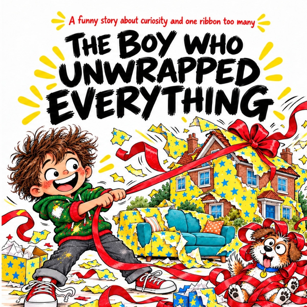 The Boy Who Unwrapped Everything: A Funny Holiday Picture Book About Presents, Curiosity, Patience, and Learning to Wait for Kids Ages 4-8 cover