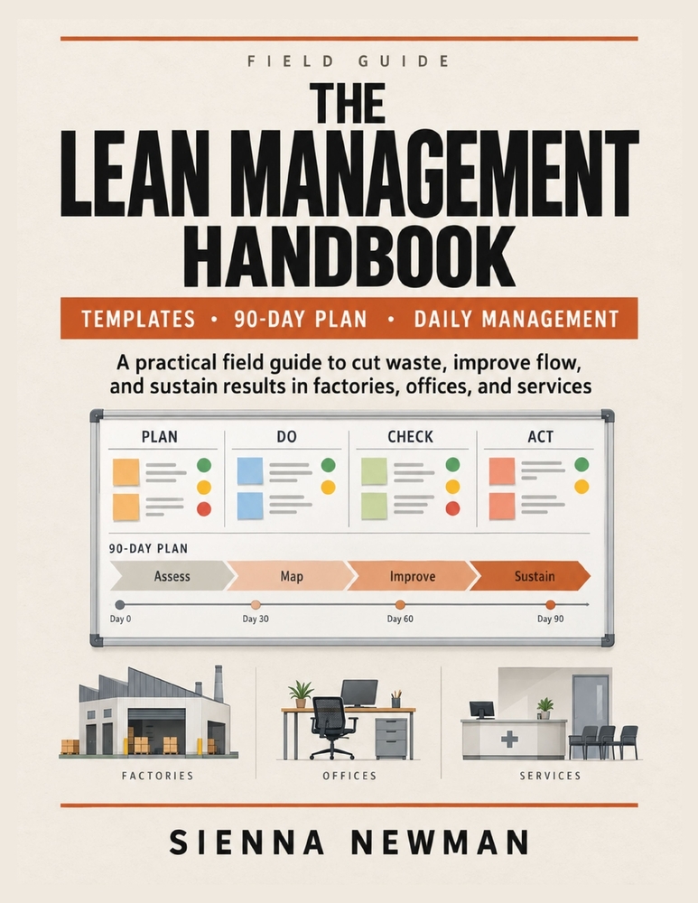 The Lean Management Handbook: A Practical Field Guide with Templates and a 90-Day Plan to Cut Waste, Improve Flow, and Sustain Daily Management in Fac cover