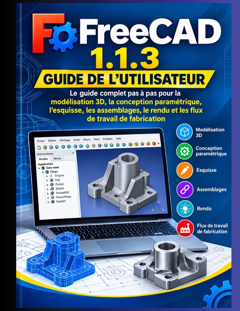 Guide de l'utilisateur FreeCAD 1.1.3 2026-2027: Le guide complet étape par étape de la modélisation 3D, de la conception paramétrique, du dessin, des cover