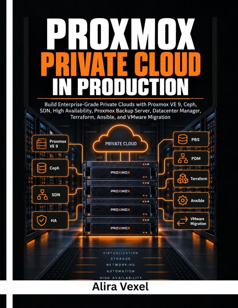 Proxmox Private Cloud in Production: Build Enterprise-Grade Private Clouds with Proxmox VE 9, Ceph, SDN, High Availability, Proxmox Backup Server, Dat cover