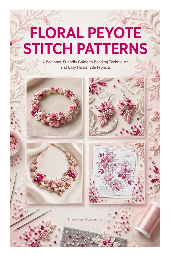 Floral Peyote Stitch Patterns: A Beginner-Friendly Guide to Beading Techniques, and Easy Handmade Projects cover