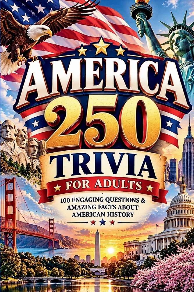 America 250 Years Trivia: 100 Questions & Amazing Facts About American History Gifts for History Lovers & Adults cover