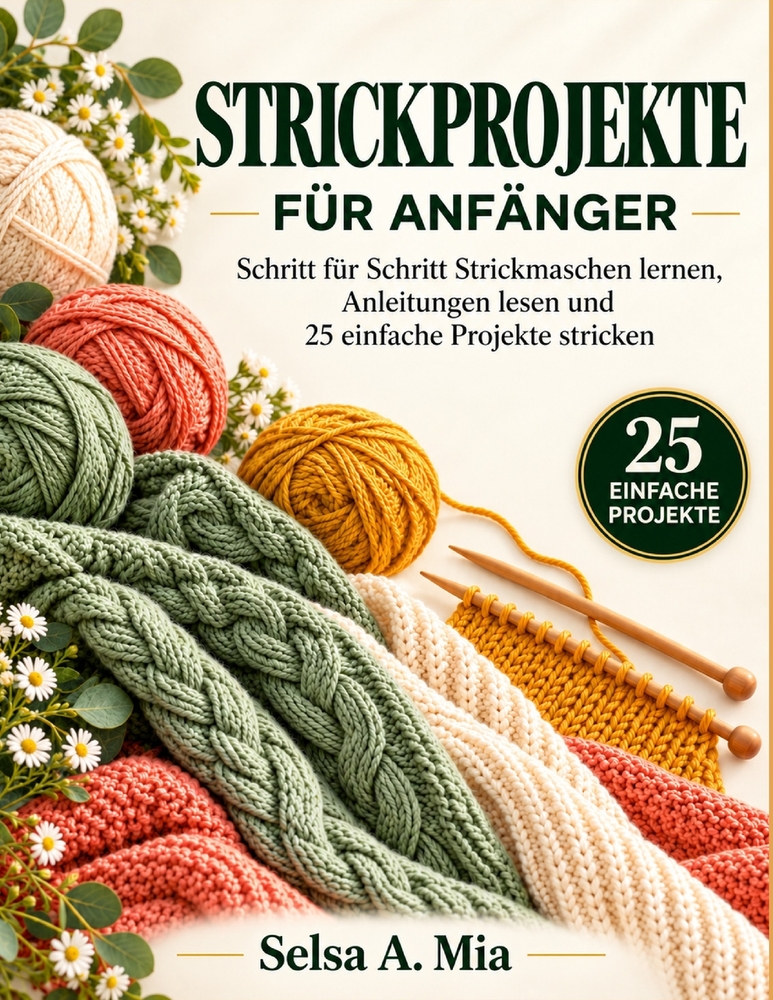Strickprojekte Für Anfänger: Schritt für Schritt Strickmaschen lernen, Anleitungen lesen und 25 einfache Projekte stricken cover