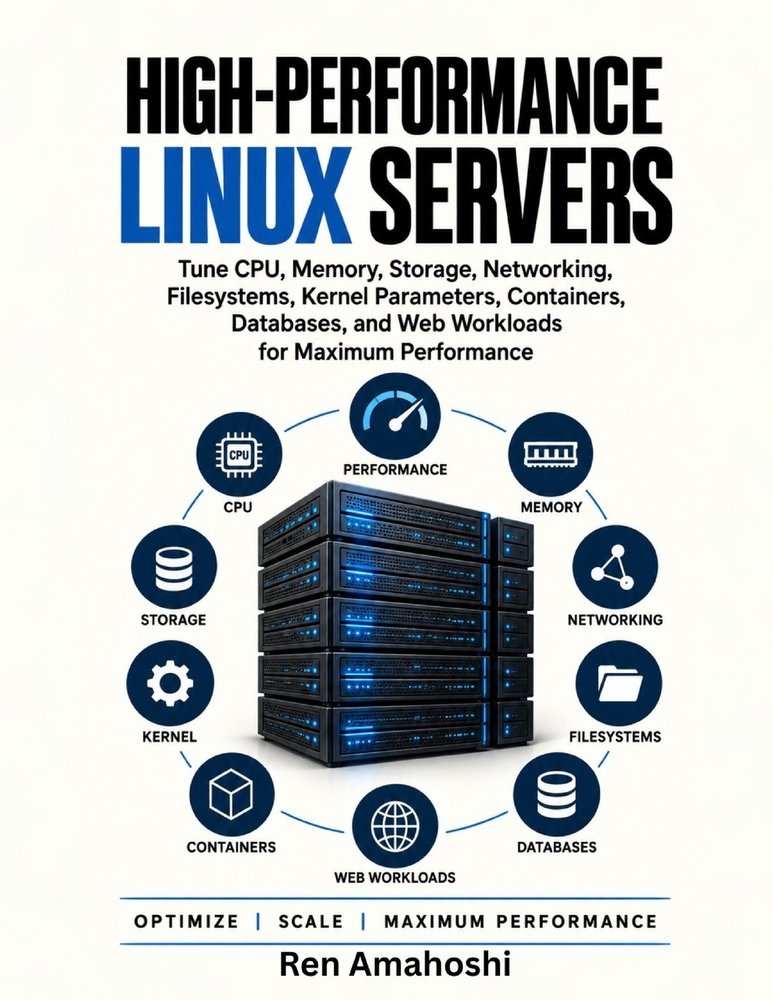 High-Performance Linux Servers: Tune CPU, Memory, Storage, Networking, Filesystems, Kernel Parameters, Containers, Databases, and Web Workloads for Ma cover