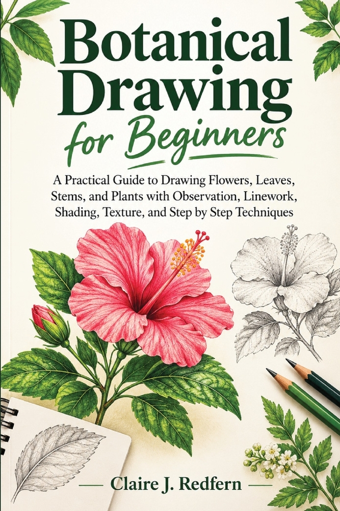 Botanical Drawing for Beginners: A Practical Guide to Drawing Flowers, Leaves, Stems, and Plants with Observation, Linework, Shading, Texture, and Ste cover