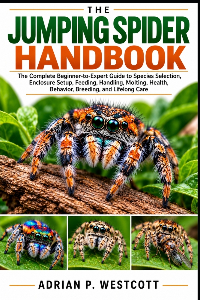 The Jumping Spider Handbook: The Complete Beginner-to-Expert Guide to Species Selection, Enclosure Setup, Feeding, Handling, Molting, Health, Behavior cover