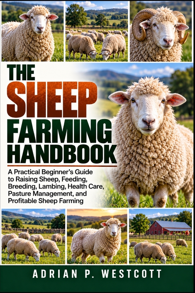 The Sheep Farming Handbook: A Practical Beginner's Guide to Raising Sheep, Feeding, Breeding, Lambing, Health Care, Pasture Management, and Profitable cover