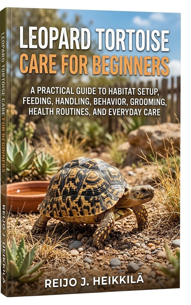 Leopard Tortoise Care for Beginners: A Practical Guide to Habitat Setup, Feeding, Handling, Behavior, Grooming, Health Routines, and Everyday Care cover